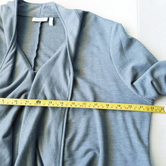 LOGO Lori Goldstein Gray Waterfall Cardigan Sz L - Picture 6 of 9